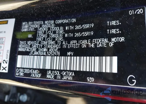 2020 Lexus Gx 460 Premium from USA, damaged, VIN JTJAM7BX4L5252978